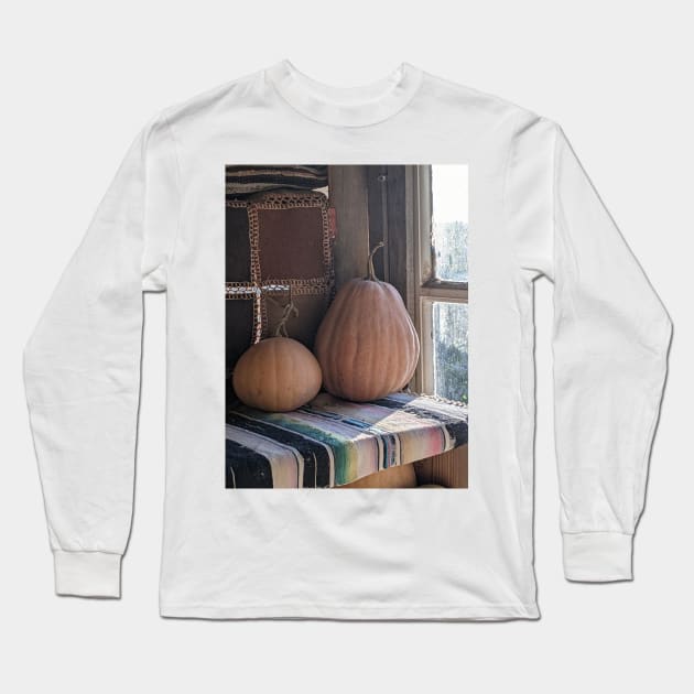 "Larder" garden pumpkins in a Greek treehouse Long Sleeve T-Shirt by aeolia